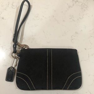 COACH black w/ white stitching wristlet